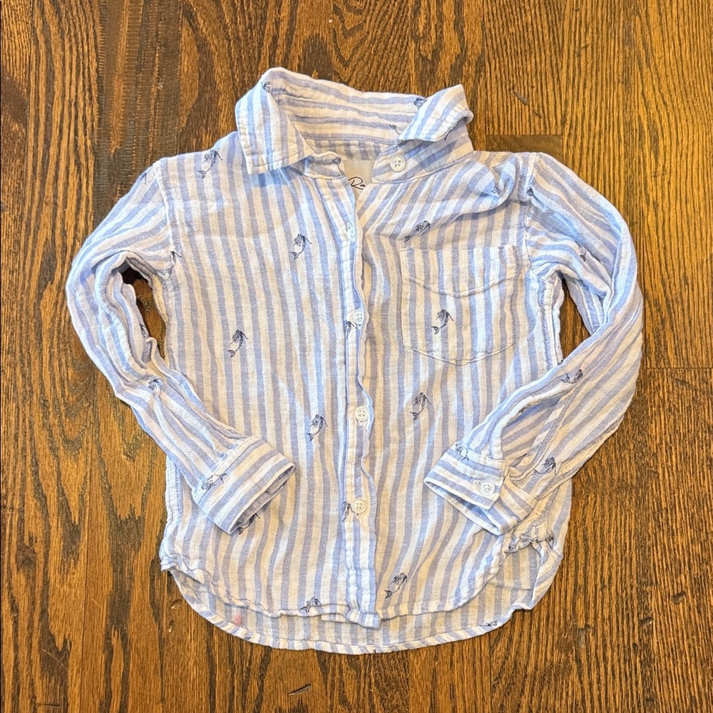 Rails Kids Blue and White Striped Button Down Shirt